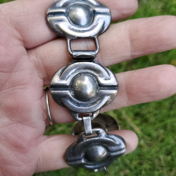 Vintage Jewelry - vintage sterling panel link bracelet